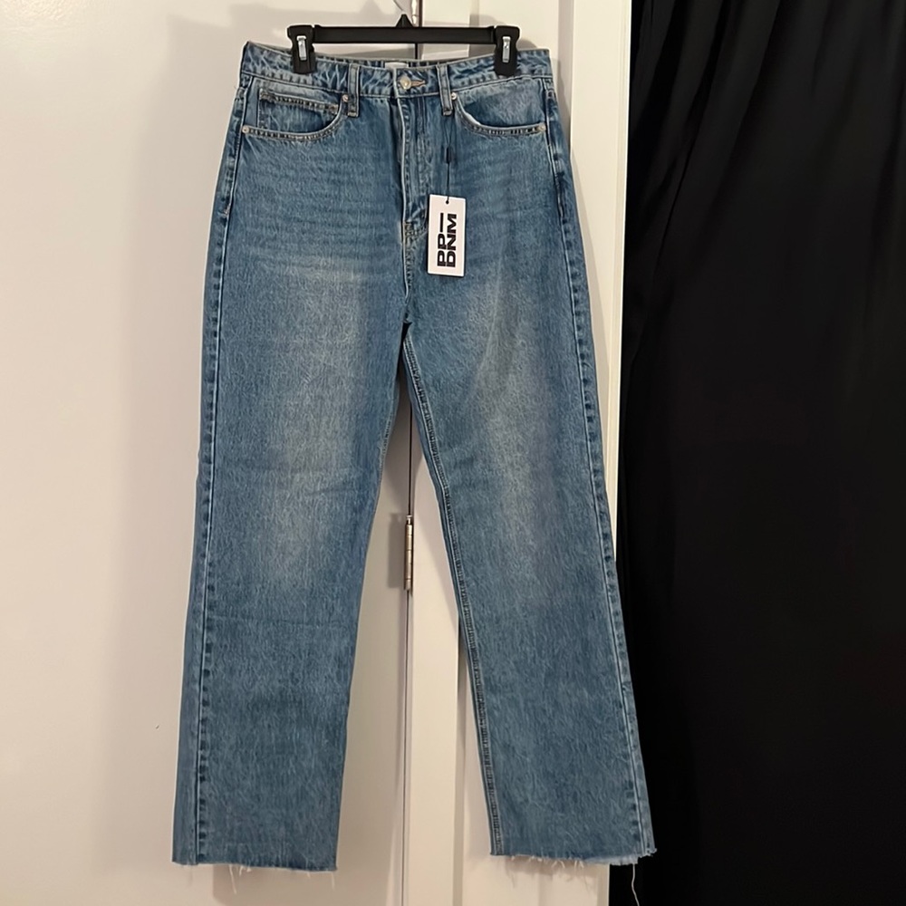 Princess Polly Daydream Straight Leg Jeans — Mid Wash Denim — Size 12